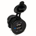 Race Sport Round Socket-Sized Dual-Port Usb W/ Blue Led Indicator RS50782